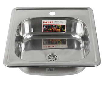 Мойка врезная 48*48 h 16 см, без перелива, гофросифон в комплекте FABIA